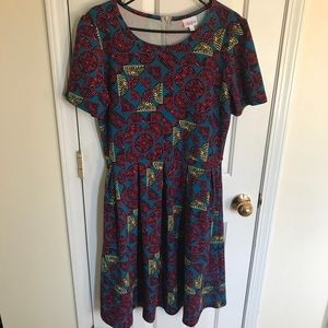Lularoe‎ Amelia bright printed textured dress 2XL